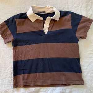 Brandy Melville Navy & Brown Polo Shirt
